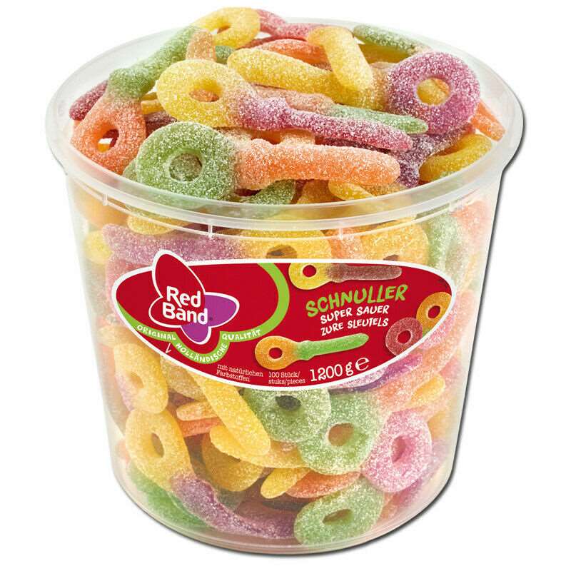 Red Band Fruchtgummi super Saure Schnuller - 100 Stück - Dose