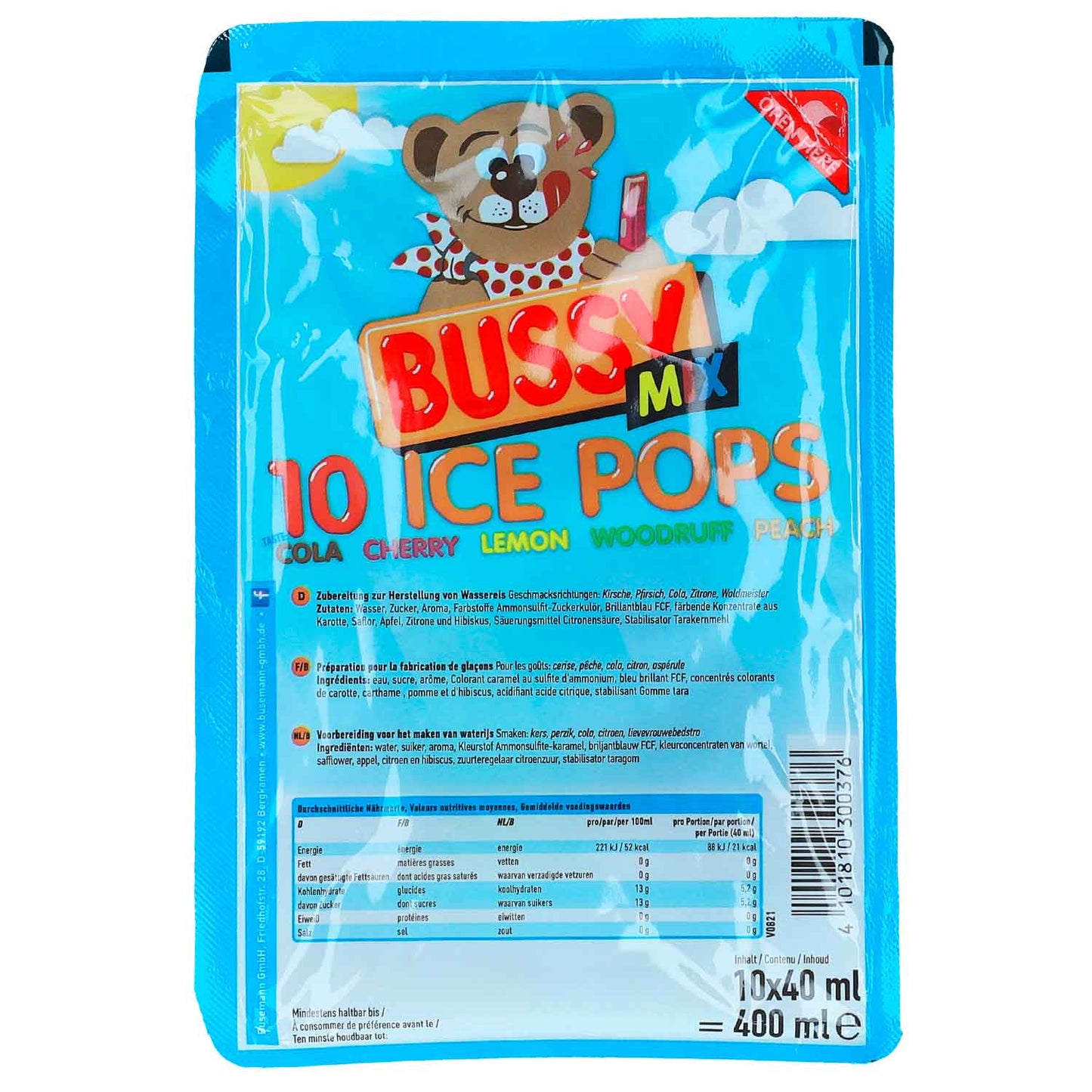 Bussy Ice Pops Mix 10x40ml Wassereis