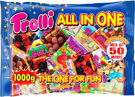 Trolli All in One - Minibeutel Fruchtgummi - Geburtstag 50 Beutel a 20g