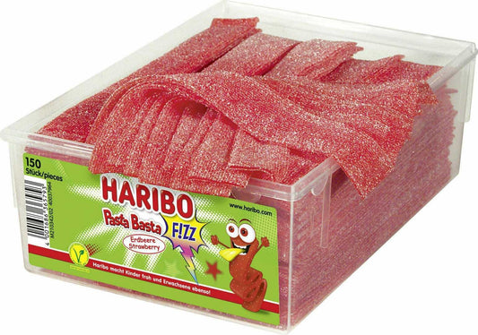 Haribo Pasta Basta Erdbeere sauer 150 Stück - Fruchtgummi Dose