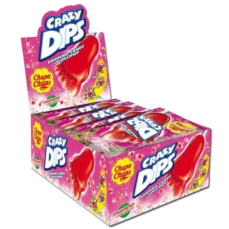 Chupa Chups Crazy Dips - Erdbeer - Lutscher-Knistereffekt 24 Stück