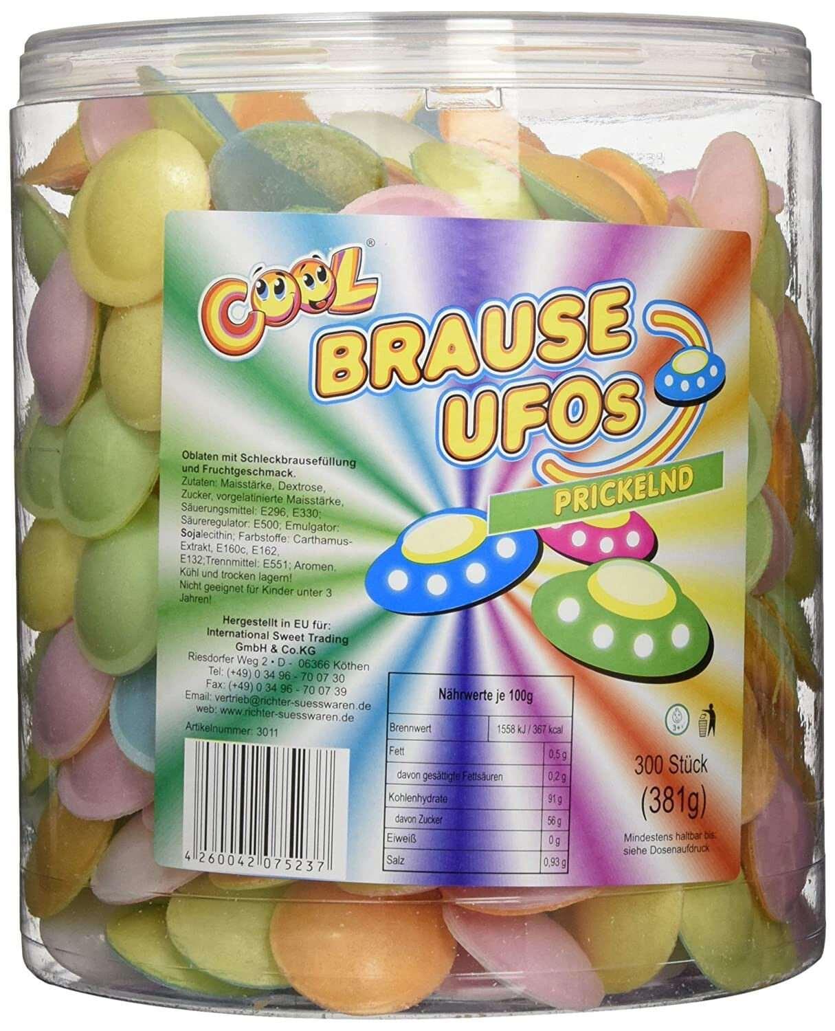 Cool Brause Ufos-leckere saure Brausefüllung-Obladen 300 Stück Dose