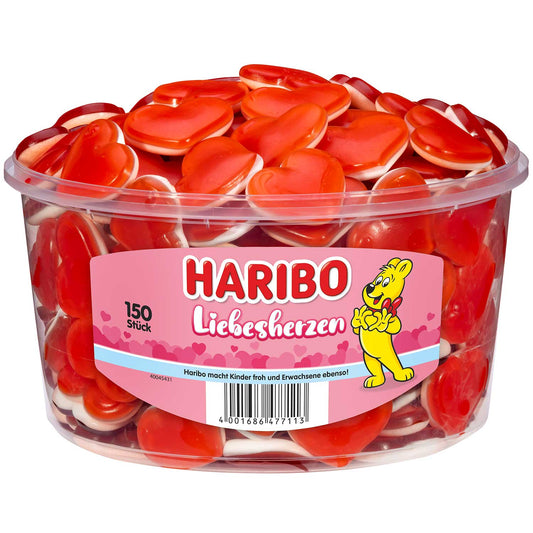 Haribo Liebes Herzen 150 Stück - 1,2 kg Dose