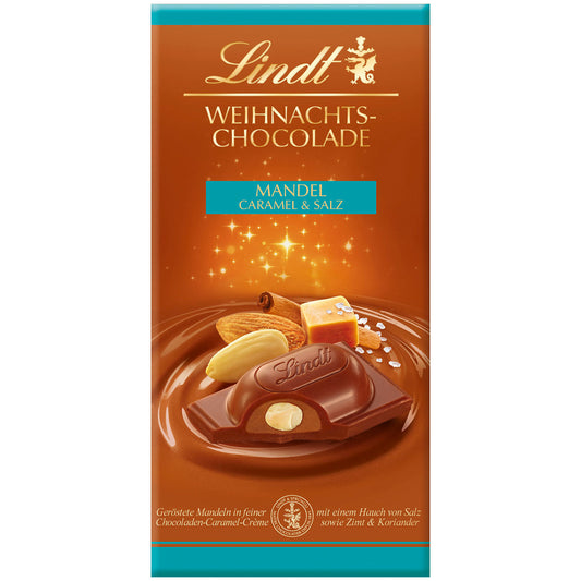 Lindt Weihnachts-Chocolade Mandel, Caramel & Salz Tafel 100g