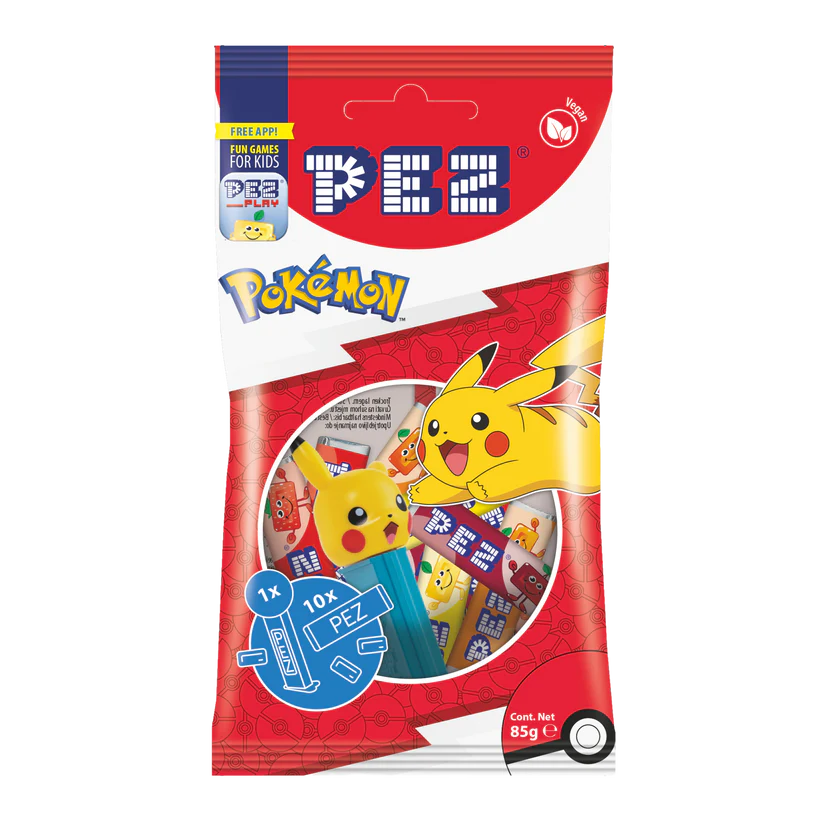 PEZ Spender Pokemon & 10 PEZ Frucht Bonbons 85g im Beutel