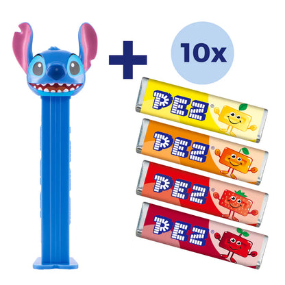 PEZ Spender Stitch & 10 PEZ Frucht Bonbons 85g im Beutel