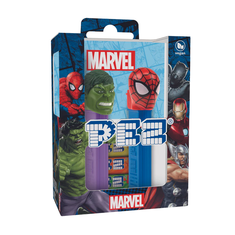 PEZ Geschenkset Marvel   Spiderman und Hulk