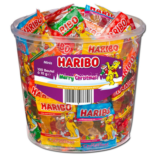 Haribo Christmas Minibeutel - Fruchtgummi - 100 Beutel a 10g